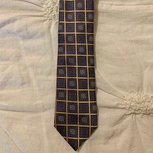 Zegna Tie Navy, Light Blue, Gold pattern